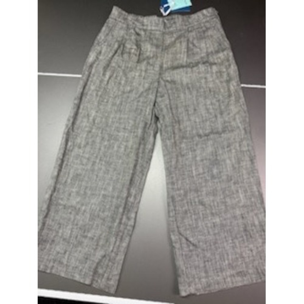 Rachel Comey Grey Herringbone Wide Leg Crop Pants Side Zip Size 10 NEW